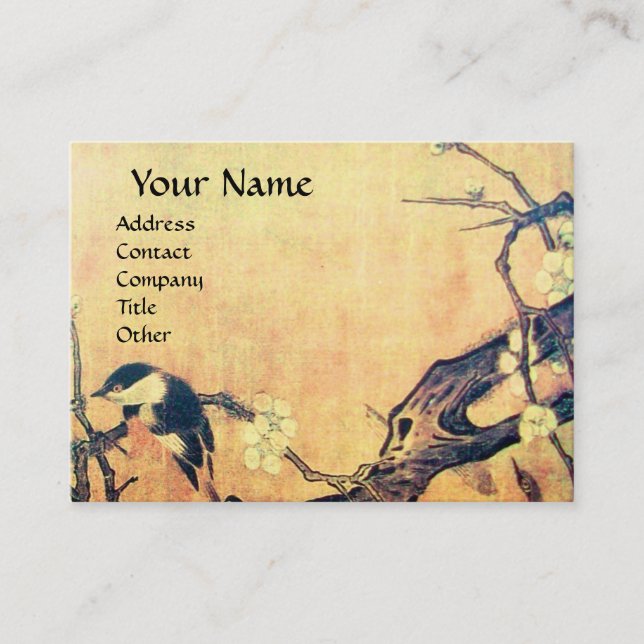 SPRING BIRD ,brown yellow Business Card (Front)