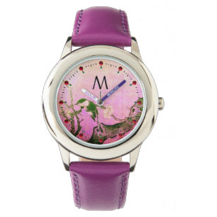 SPRING BIRD,FLOWER TREE Black Pink Monogram Watch