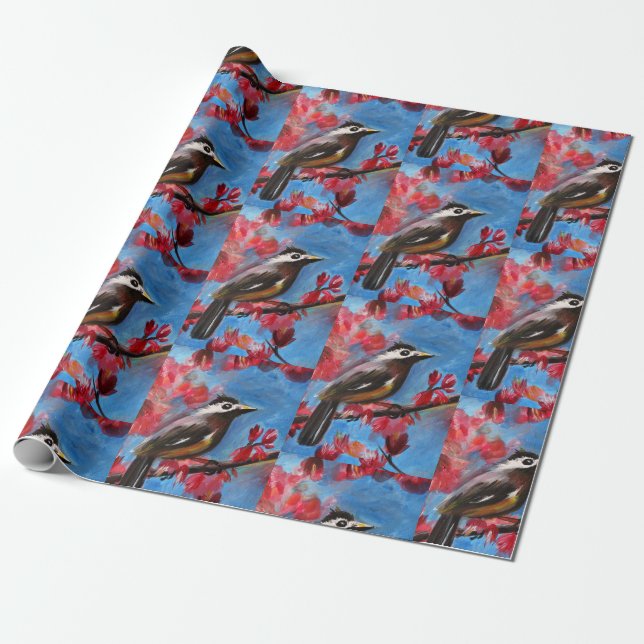 Spring Bird Painting Wrapping Paper (Unrolled)