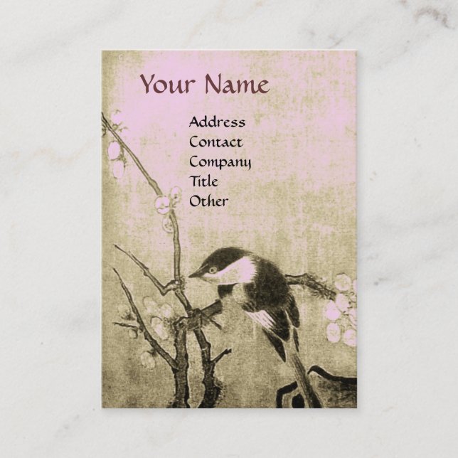 SPRING BIRD,pink brown Business Card (Front)