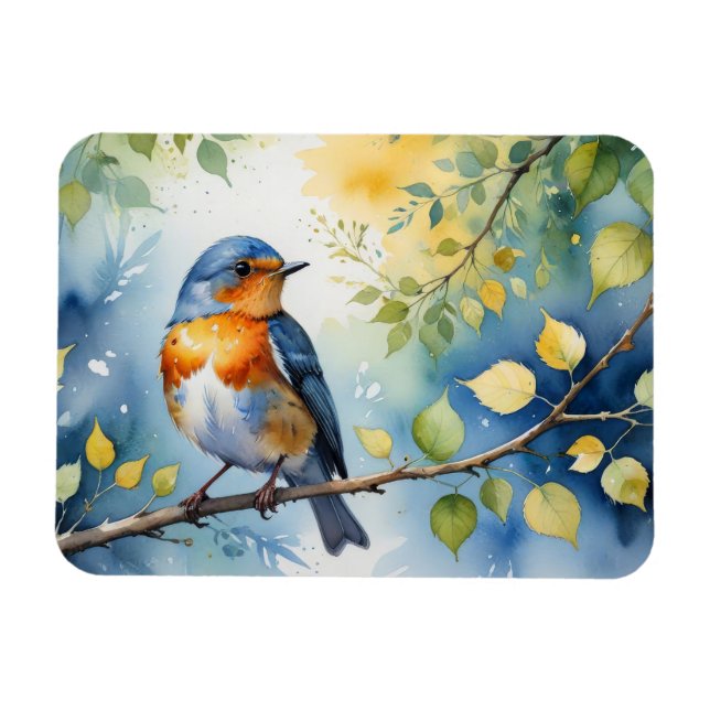 Spring bird watercolor magnet (Horizontal)