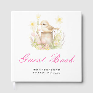 Spring Bird Watering Can Baby Shower Guest Book