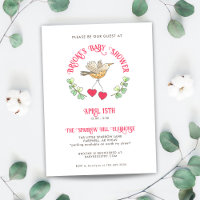 Spring Bird with Hearts Cute Baby Shower