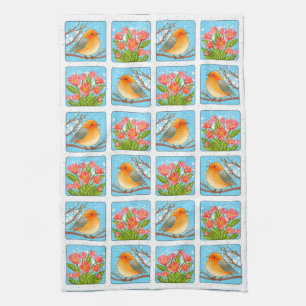 Spring Birds and Blooms To Brighten Your Kitchen Tea Towel
