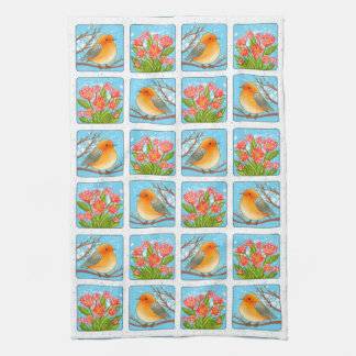 Spring Birds and Blooms To Brighten Your Kitchen Tea Towel