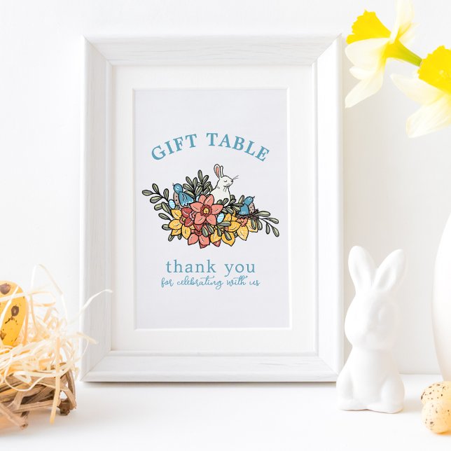 Spring Birds and Bunny Baby Shower Gift Table Sign (Creator Uploaded)