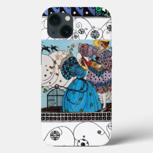 SPRING BIRDS AND SWIRLS / FASHION COSTUME DESIGNER iPhone 13 CASE