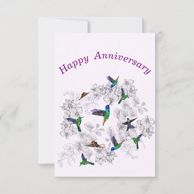 Spring Birds Anniversary Card (Front)