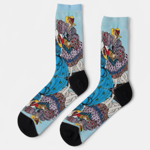 SPRING BIRDS / ART DECO FASHION COSTUME DESIGNER SOCKS