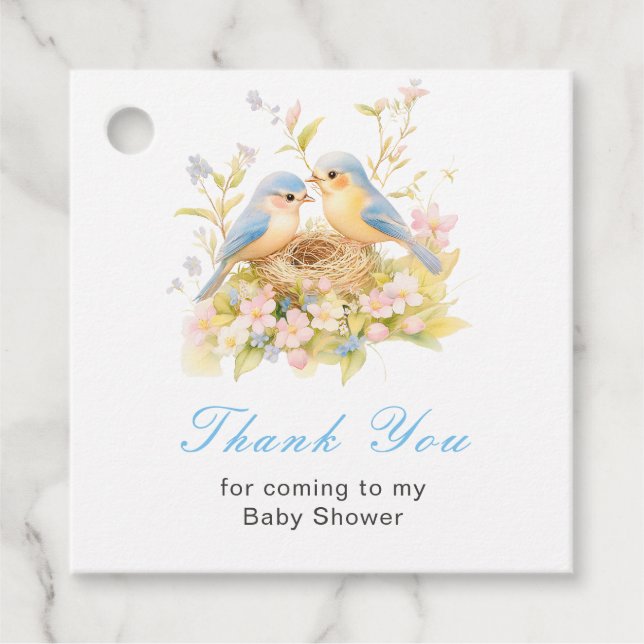 Spring Birds Baby Shower Favour Tags (Front)