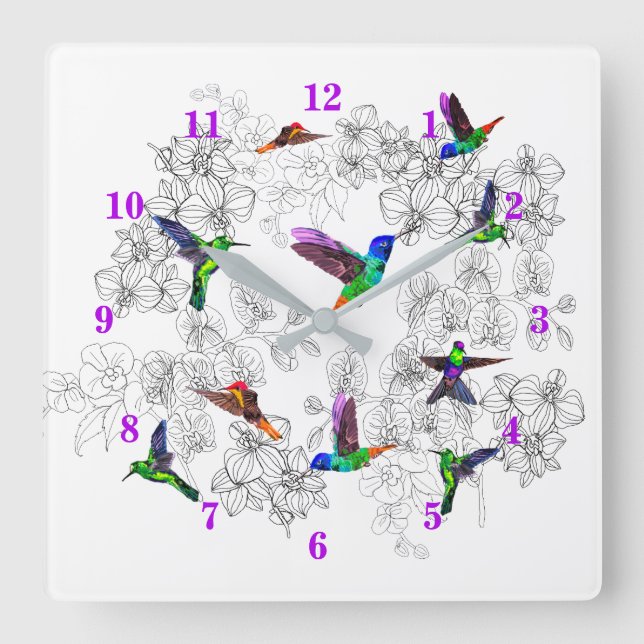 Spring Birds Clock - Hummingbirds (Front)