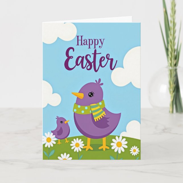 Spring Birds Easter Wish Card (Front)