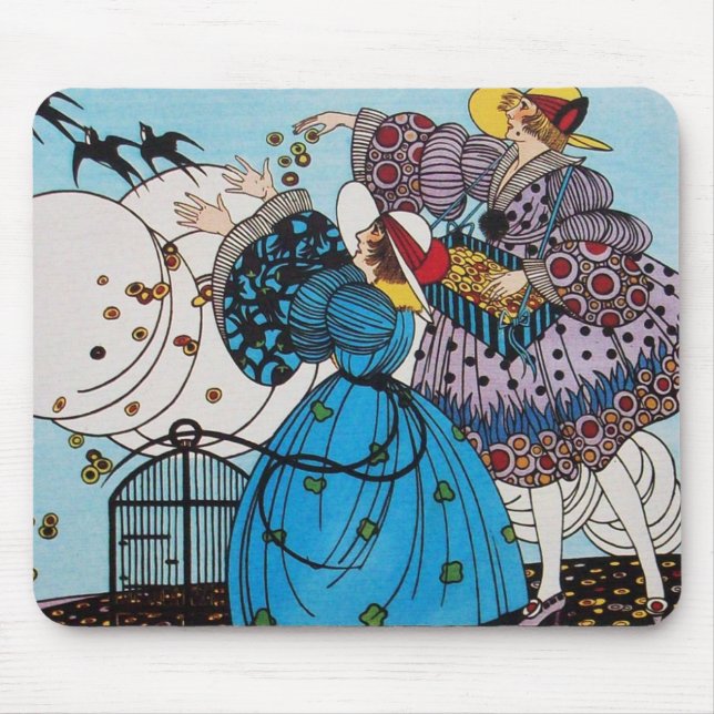SPRING BIRDS / FASHION COSTUME DESIGNER MOUSE PAD (Front)