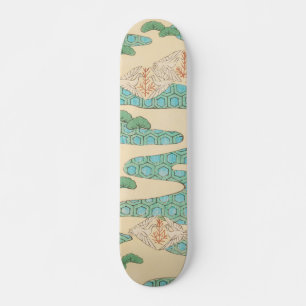 Spring Birds on Hexagon Mountains Vintage Japanese Skateboard