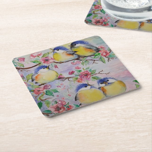 Spring Birds Paper Coaster (Angled)