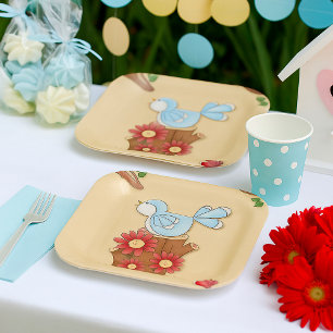 Spring Birds Paper Plate