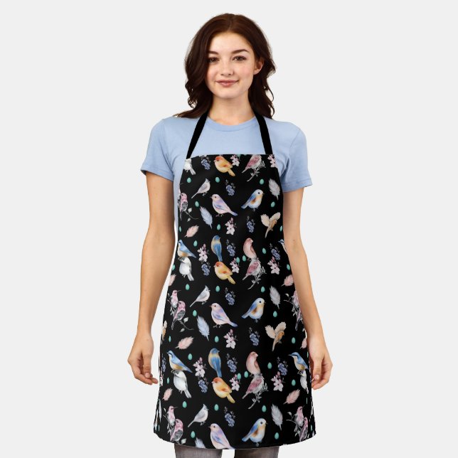 Spring Birds Pattern Apron (Worn)