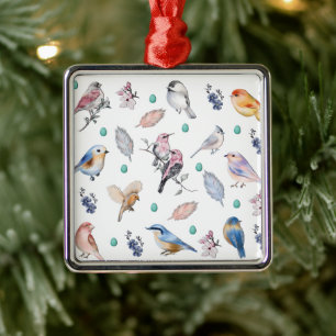 Spring Birds Pattern Metal Tree Decoration