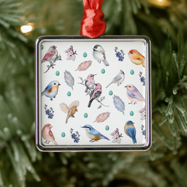 Spring Birds Pattern Metal Tree Decoration (Tree)