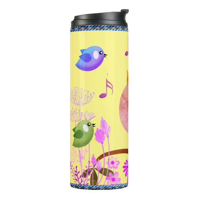 Spring Birds  (w/ initials) Thermal Tumbler (Rotated Left)