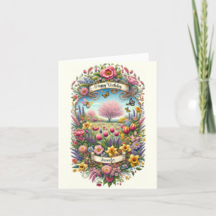 Spring Birthday Card for Her Add Name Greeting
