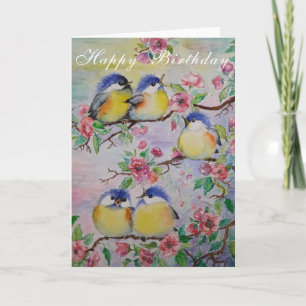 Spring Birthday Card with Birds