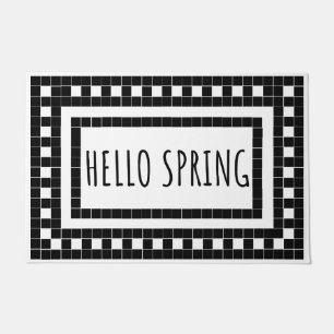 Spring black and white Tile Design Doormat
