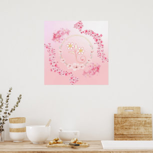 Spring Blessing, Pink Floral Art Poster