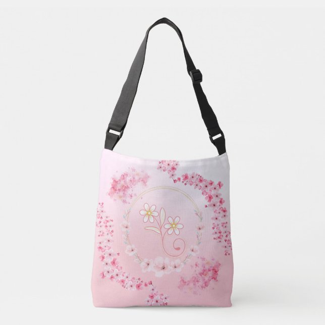 Spring Blessing Pink Pastel Floral Crossbody Bag (Front)