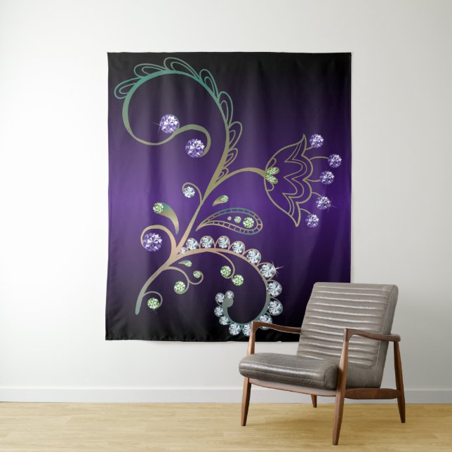 Spring Bling Garden Flower Rhinestones Tapestry (In Situ)
