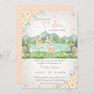Spring Bloom and Butterflies Deer Baby Shower  Invitation