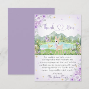 Spring Bloom and Butterflies Deer Baby Shower Thank You Card