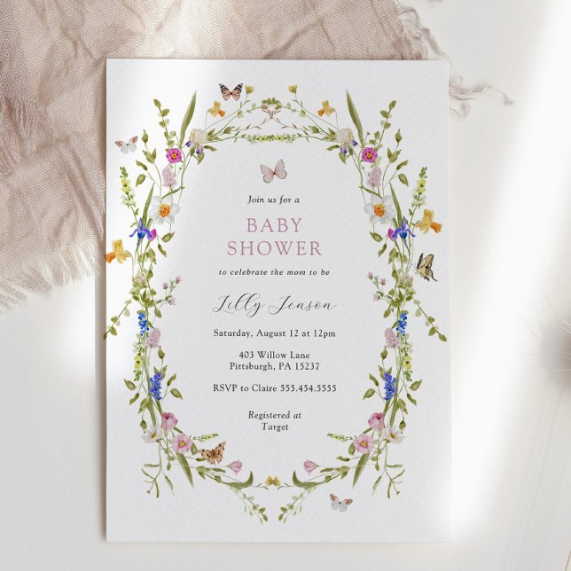 Spring Bloom Butterflies and Flowers Baby Shower Invitation (Creator Uploaded)