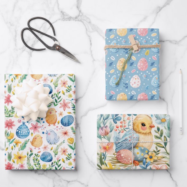 Spring Bloom Easter 3 Wrapping Paper Sheet (Front)