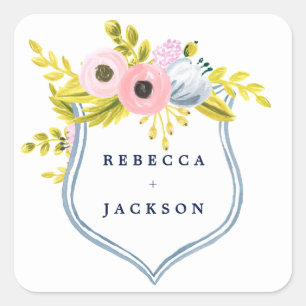 SPRING BLOOM FLORAL MONOGRAM sticker seals