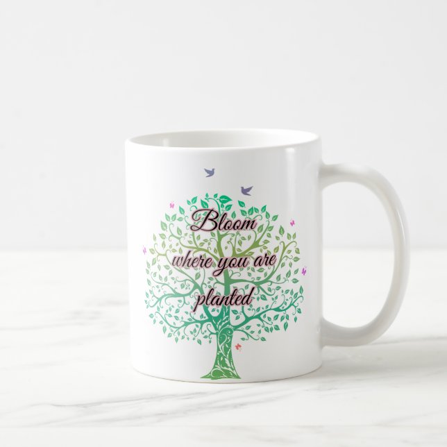 Spring Bloom Quote Mug, Inspirational Floral Gift Coffee Mug (Right)