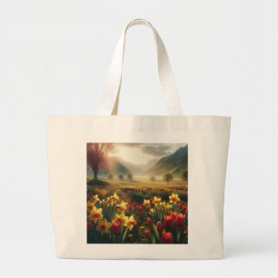 Spring Bloom Radiance Large Tote Bag
