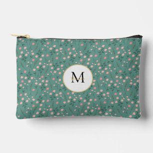 'Spring Bloom', teal & pink floral customised  Accessory Pouch