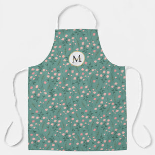 'Spring Bloom', teal & pink floral customised Apron