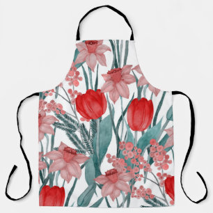Spring Bloom Watercolor Pattern Apron