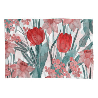 Spring Bloom Watercolor Pattern Pillowcase