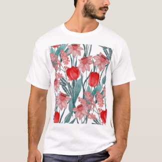 Spring Bloom Watercolor Pattern T-Shirt
