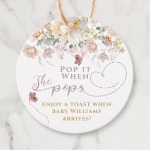 Spring Bloom Wildflower Purple Girl Baby Shower  Favour Tags
