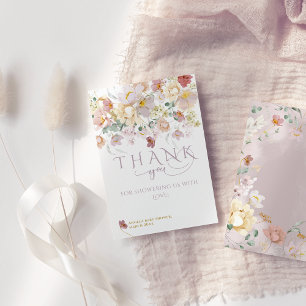 Spring Bloom Wildflower Purple Girl Baby Shower Thank You Card