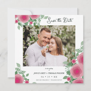 Spring Blooming Pink Shades Wedding Photo Save The Date