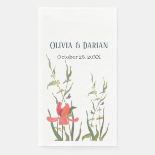Spring Blooming Tulip Floral Wedding Napkin