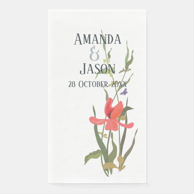  Spring Blooming Tulip Floral Wedding  Napkin (Front)