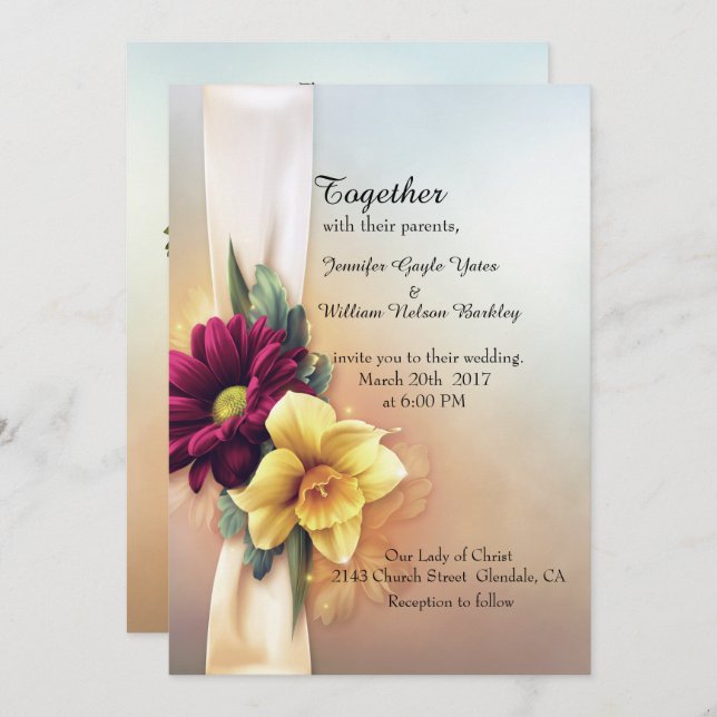 Spring Blooms Wedding Invitation (Front/Back)
