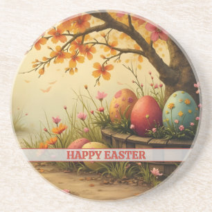 Spring Blossom Magic with Easter Egg Splendour Coaster