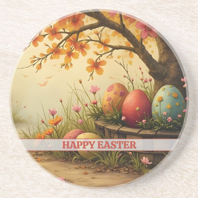 Spring Blossom Magic with Easter Egg Splendour Coaster (Front)